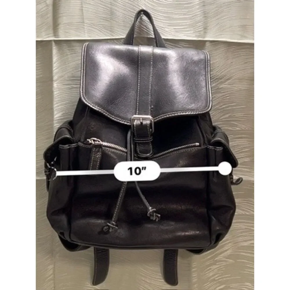 Vintage J Crew unisex black leather backpack